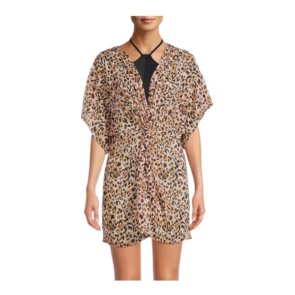 Time and True Women Leopard Print Swimsuit Cover-Up Tunic Dress SZ XL (16-18) - Picture 4 of 9